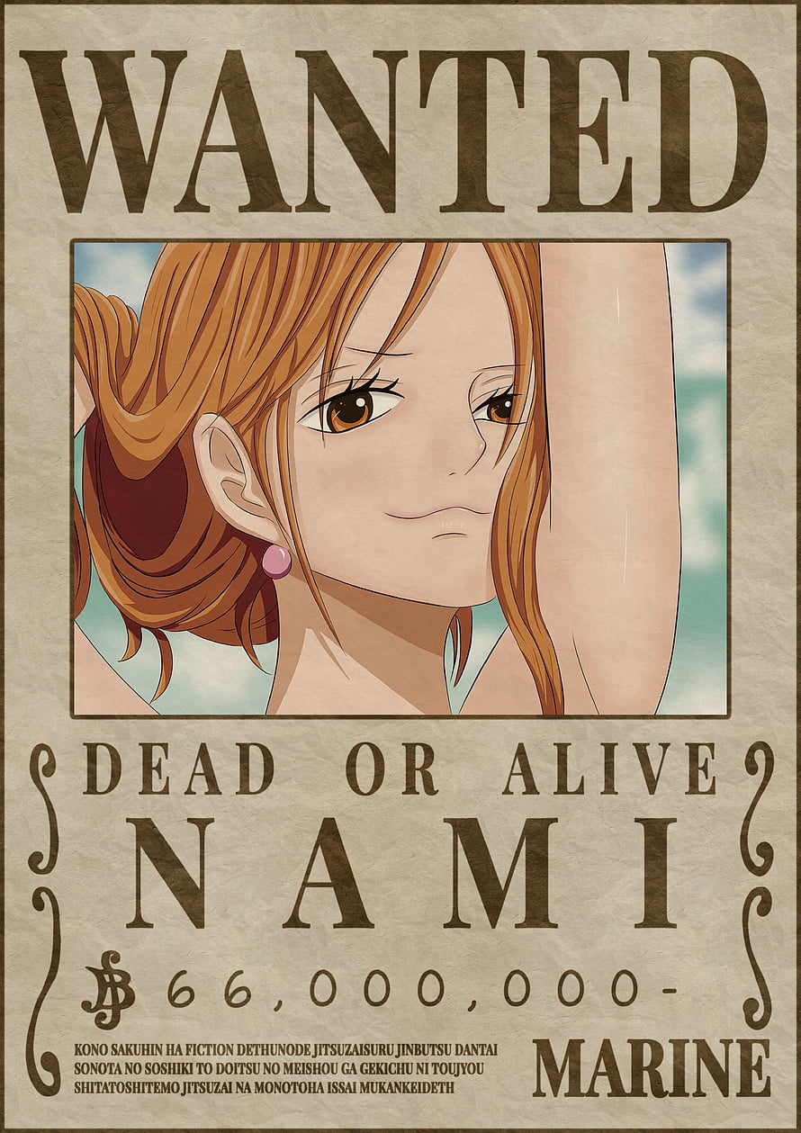 Nami One Piece Wanted Poster with Marine Bounty and Vintage Paper Texture HD phone wallpaper