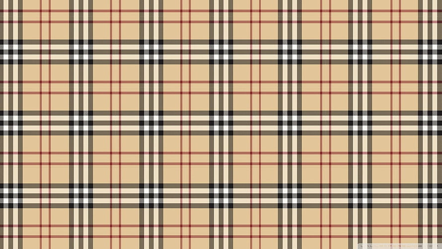 Classic Burberry Check Plaid Pattern in Tan, Black, White, and Red HD wallpaper