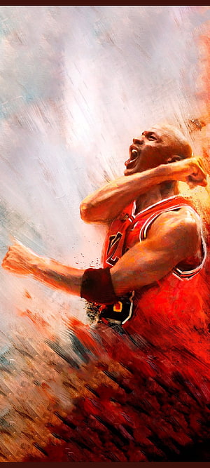 Michael Jordan Chicago Bulls Painted Action Portrait HD phone wallpaper