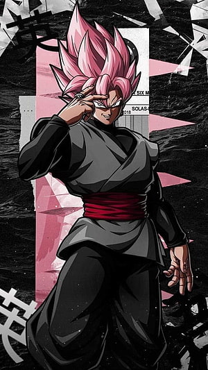 Goku Black Anime Character with Pink Super Saiyan Hair and Dark Gi HD phone wallpaper
