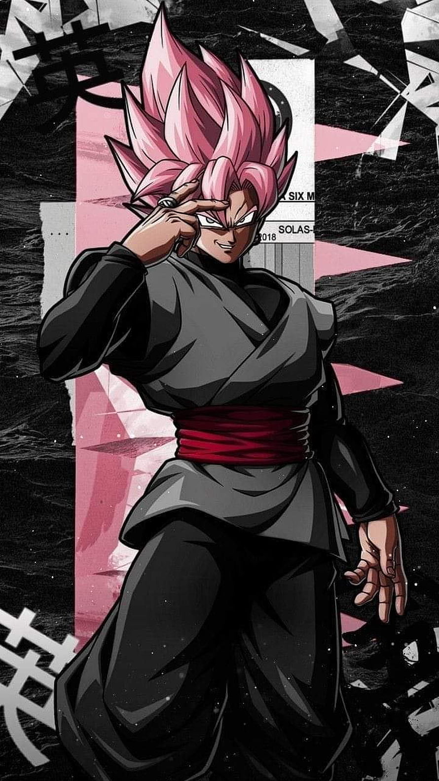 Goku Black Anime Character with Pink Super Saiyan Hair and Dark Gi HD phone wallpaper