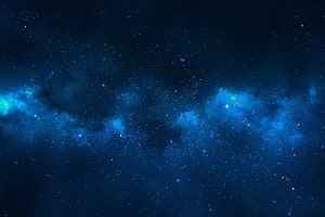 Deep Space Starfield with Blue Nebulae and Cosmic Dust Clouds HD wallpaper
