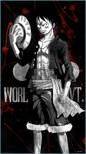 Monkey D. Luffy One Piece Anime Character Artwork with Straw Hat and Dark Background HD phone wallpaper