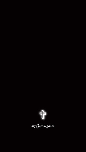 Minimalist Black Christian Wallpaper with Glowing Cross and Faith Quote HD phone wallpaper