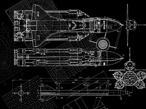 Soviet Aircraft Technical Blueprint with Top and Side Views on Black Background HD wallpaper