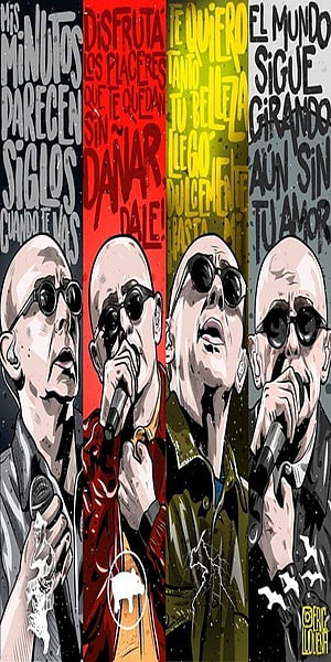 El Indio Solari Rock Artist Illustration with Spanish Lyrics and Bold Typography HD phone wallpaper