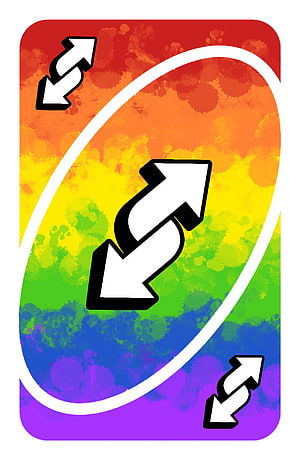 Pride Rainbow Uno Reverse Card Icon With White Arrows And Watercolor Gradient HD phone wallpaper