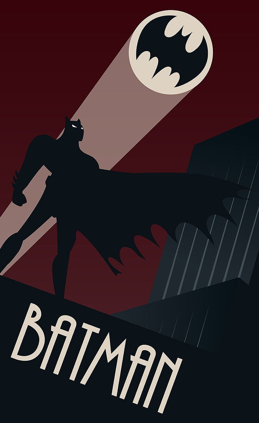 Batman The Animated Series Minimalist Silhouette Poster with Bat-Signal HD phone wallpaper
