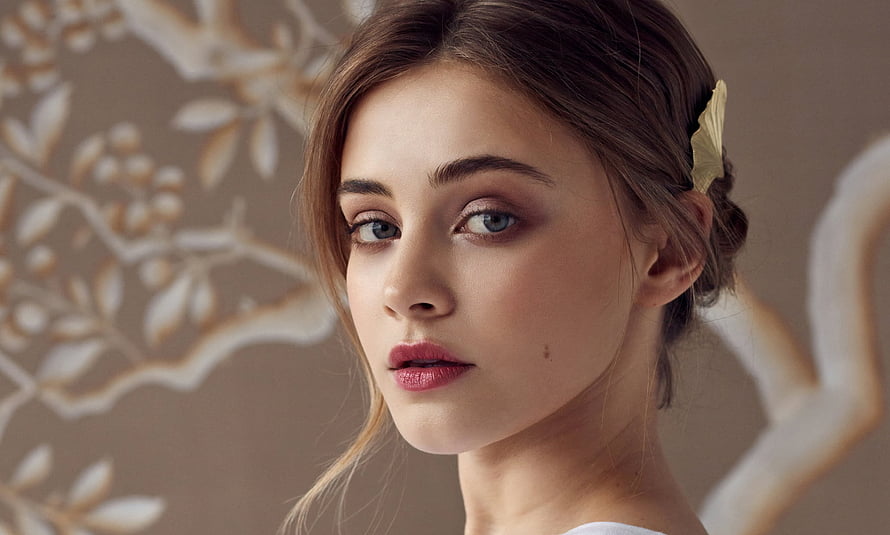 Josephine Langford Portrait With Soft Makeup And Floral Background HD wallpaper