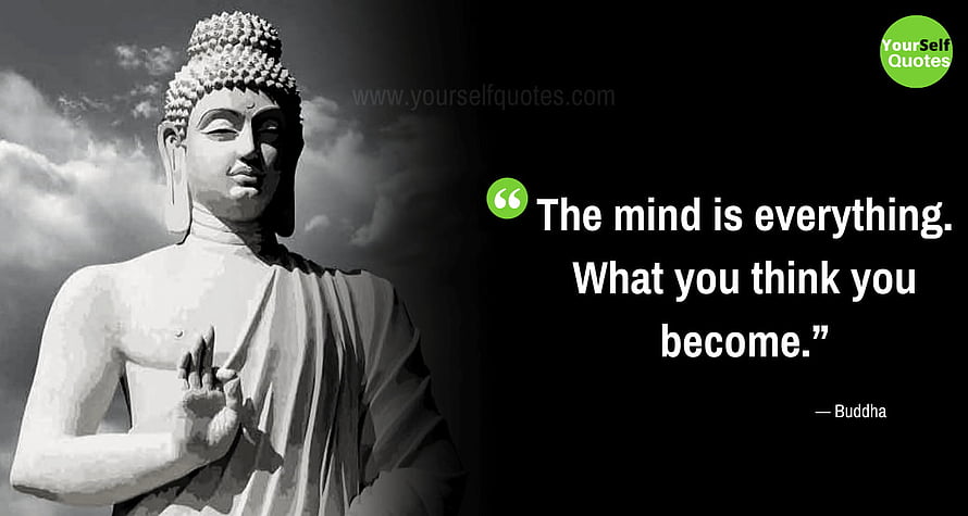 Buddha Statue with Inspirational Quote on Mindset and Inner Peace HD wallpaper