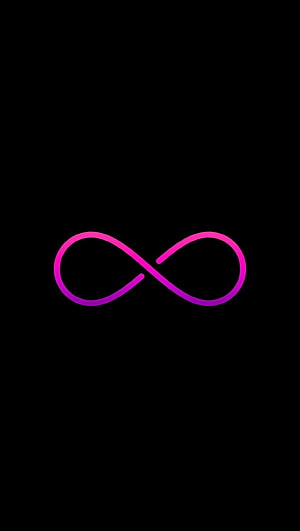 Neon Pink and Purple Infinity Symbol on Black Background Minimalist Design HD phone wallpaper
