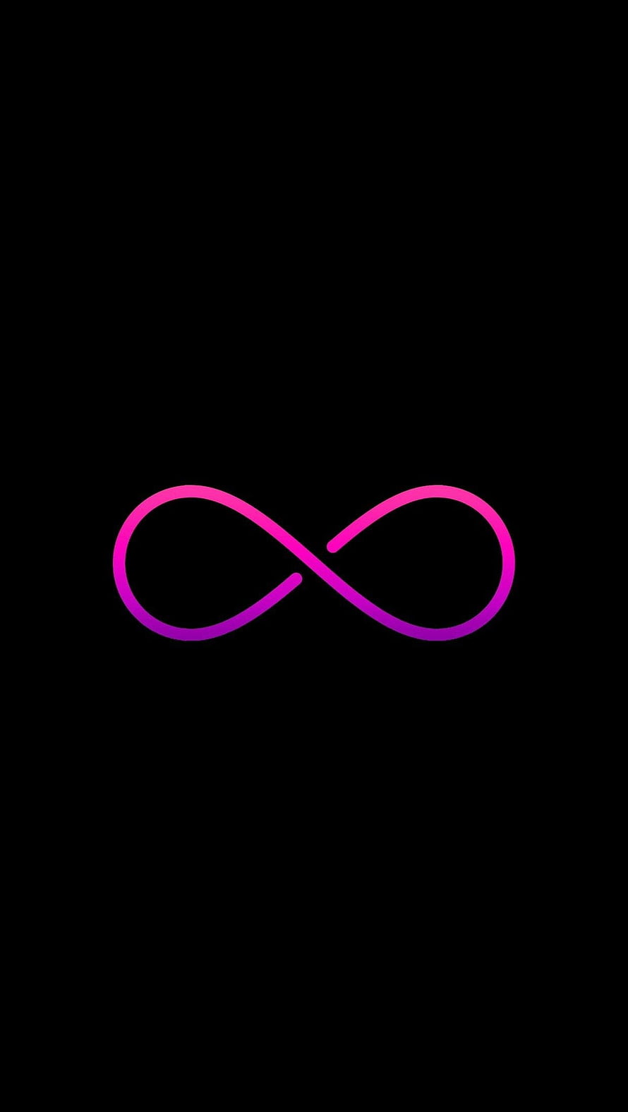 Neon Pink and Purple Infinity Symbol on Black Background Minimalist Design HD phone wallpaper