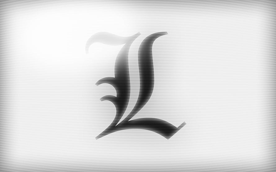 Death Note L Stylized Letter Logo on Minimalist White Background HD wallpaper