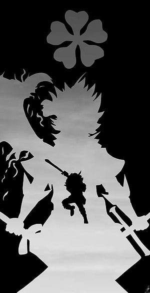 Black Clover Asta Silhouette Artwork with Clover Symbol and Swords HD phone wallpaper