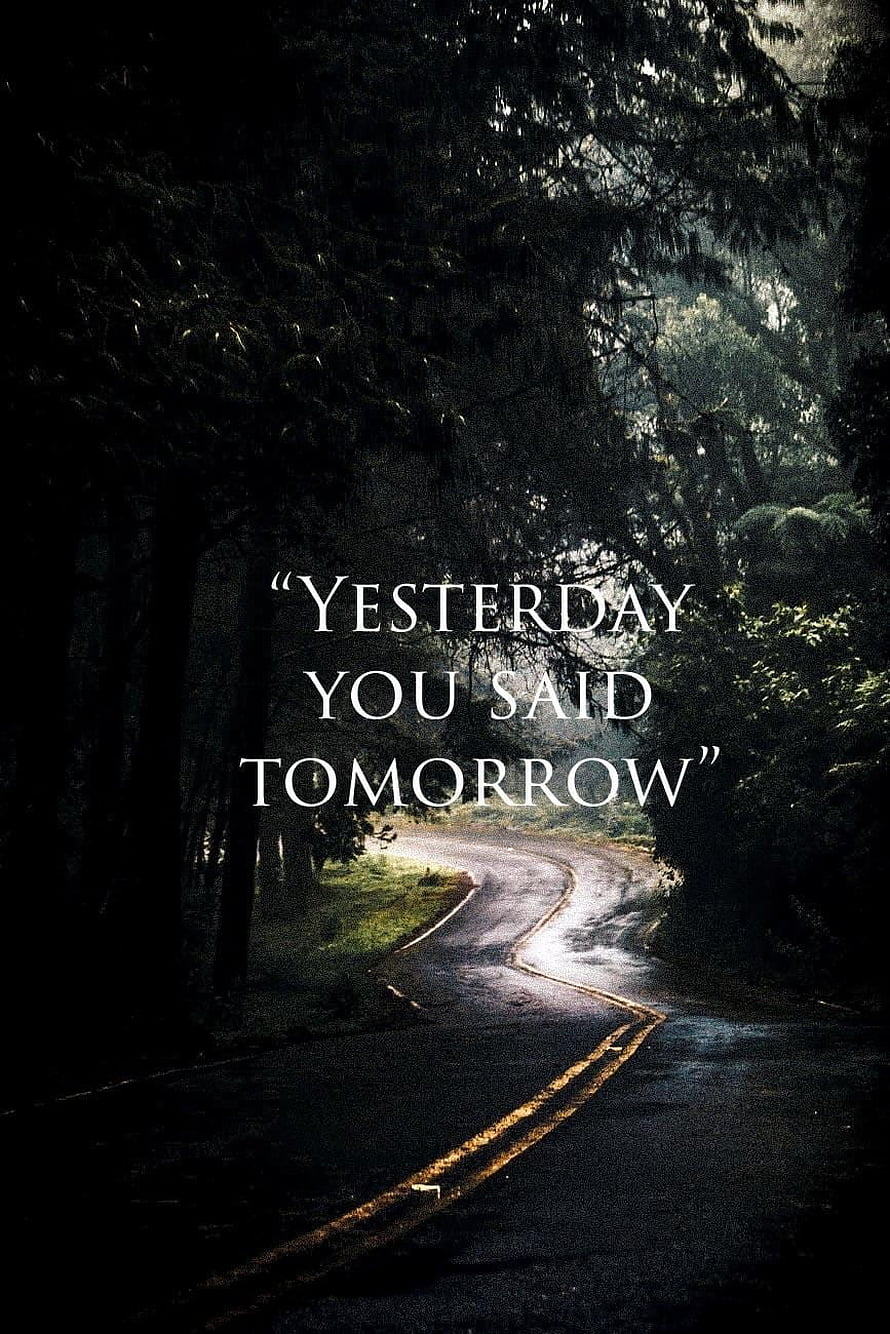 Moody Forest Road with Inspirational Quote About Time and Commitment HD phone wallpaper