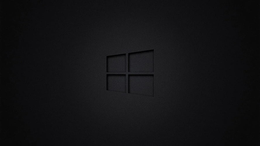 Windows 10 Dark Minimalist Logo on Textured Black Background HD wallpaper