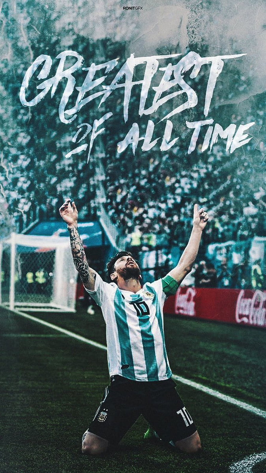 Lionel Messi Argentina National Team Kneeling Celebration on the Pitch HD phone wallpaper