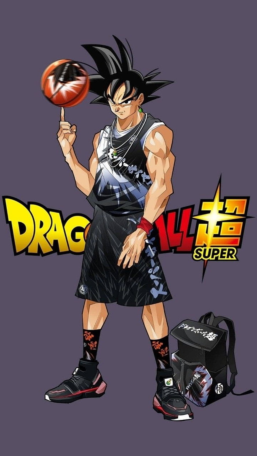 Dragon Ball Super Black Goku in Streetwear Basketball Outfit with Spinning Ball HD phone wallpaper