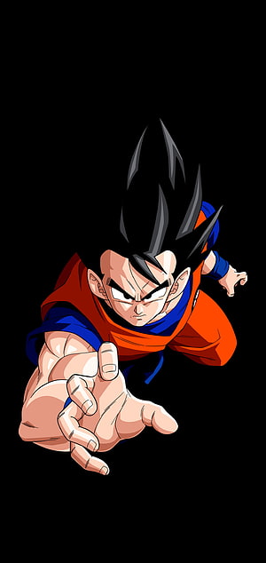 Goku in Dynamic Action Pose from Dragon Ball Z Anime Series HD phone wallpaper