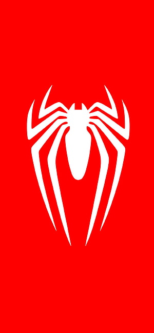 Minimalist White Spider-Man Logo Icon on Vibrant Red Background, Spider-man logo, red, white, man, spiderman, spider HD phone wallpaper
