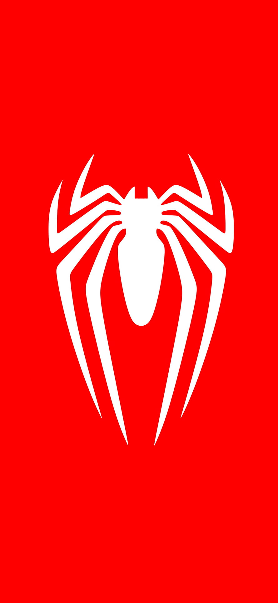 Minimalist White Spider-Man Logo Icon on Vibrant Red Background HD phone wallpaper