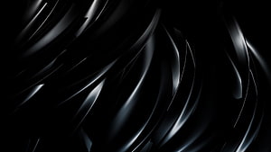 Sleek Black Abstract Waves with Glossy Silver Highlights and Dark Minimalist Design HD wallpaper