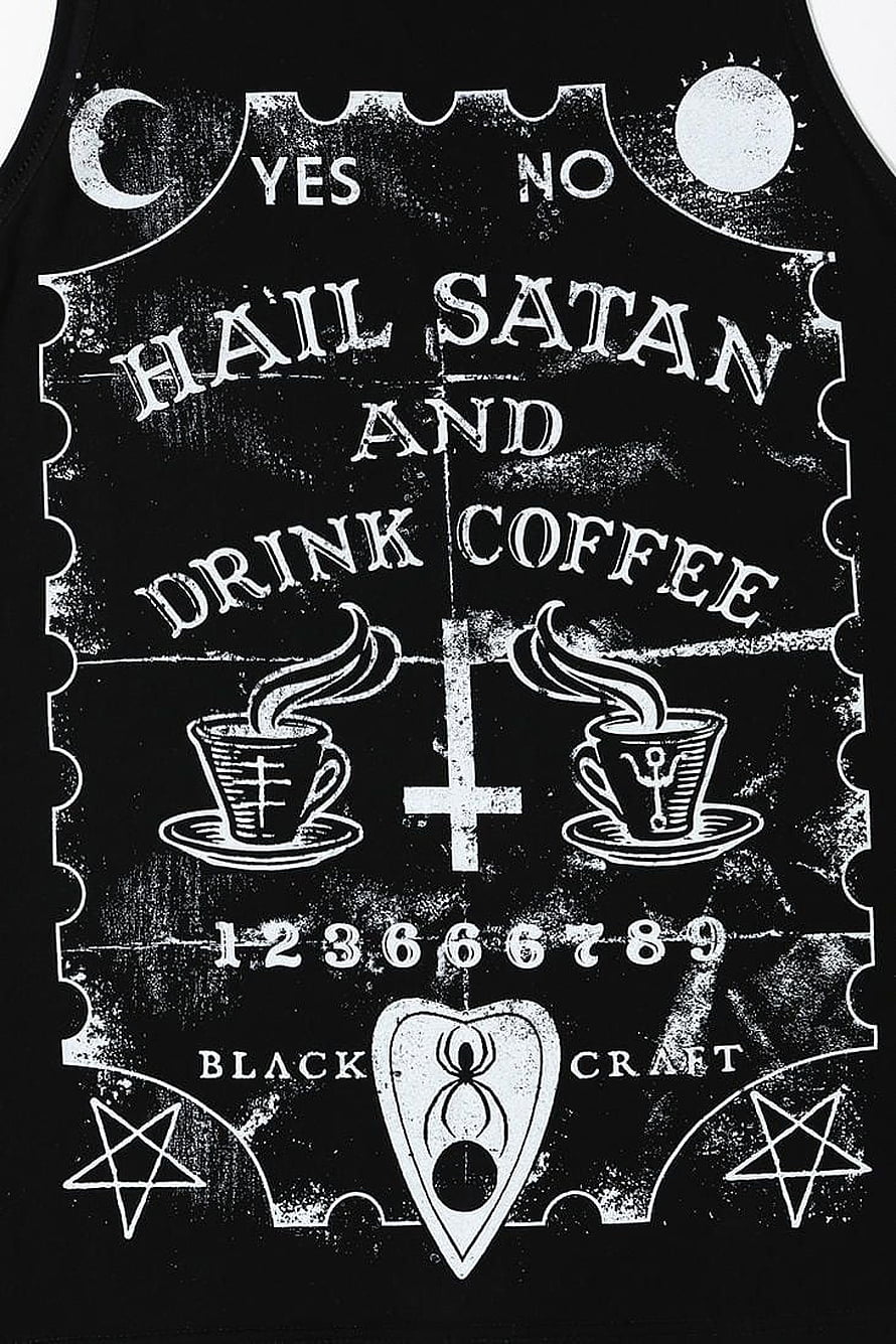 Black Craft Satanic Coffee Ouija Board Graphic Tank Top Design HD phone wallpaper