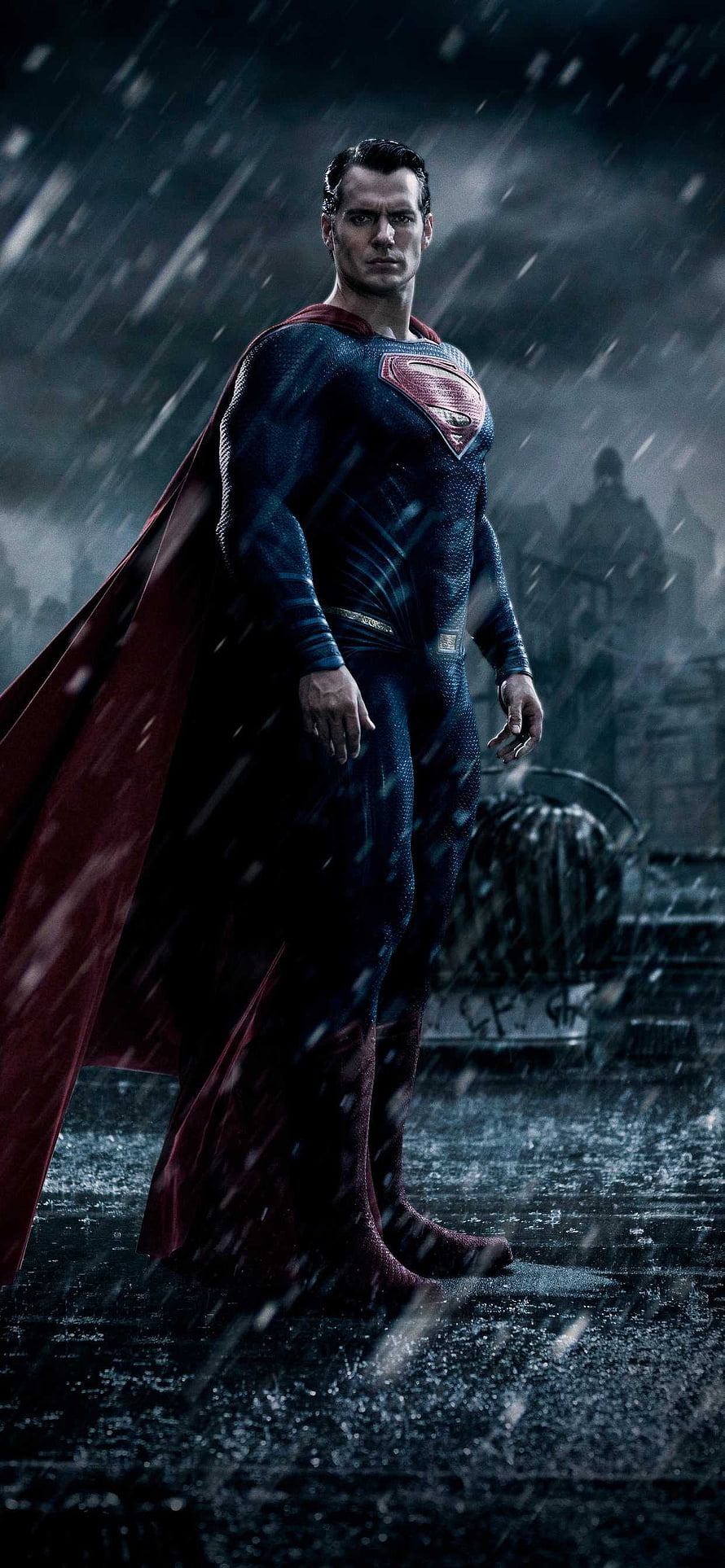 Henry Cavill as Superman in Man of Steel Standing in Heavy Rain HD phone wallpaper