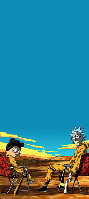 Rick and Morty Characters in Breaking Bad Style Desert Scene HD phone wallpaper