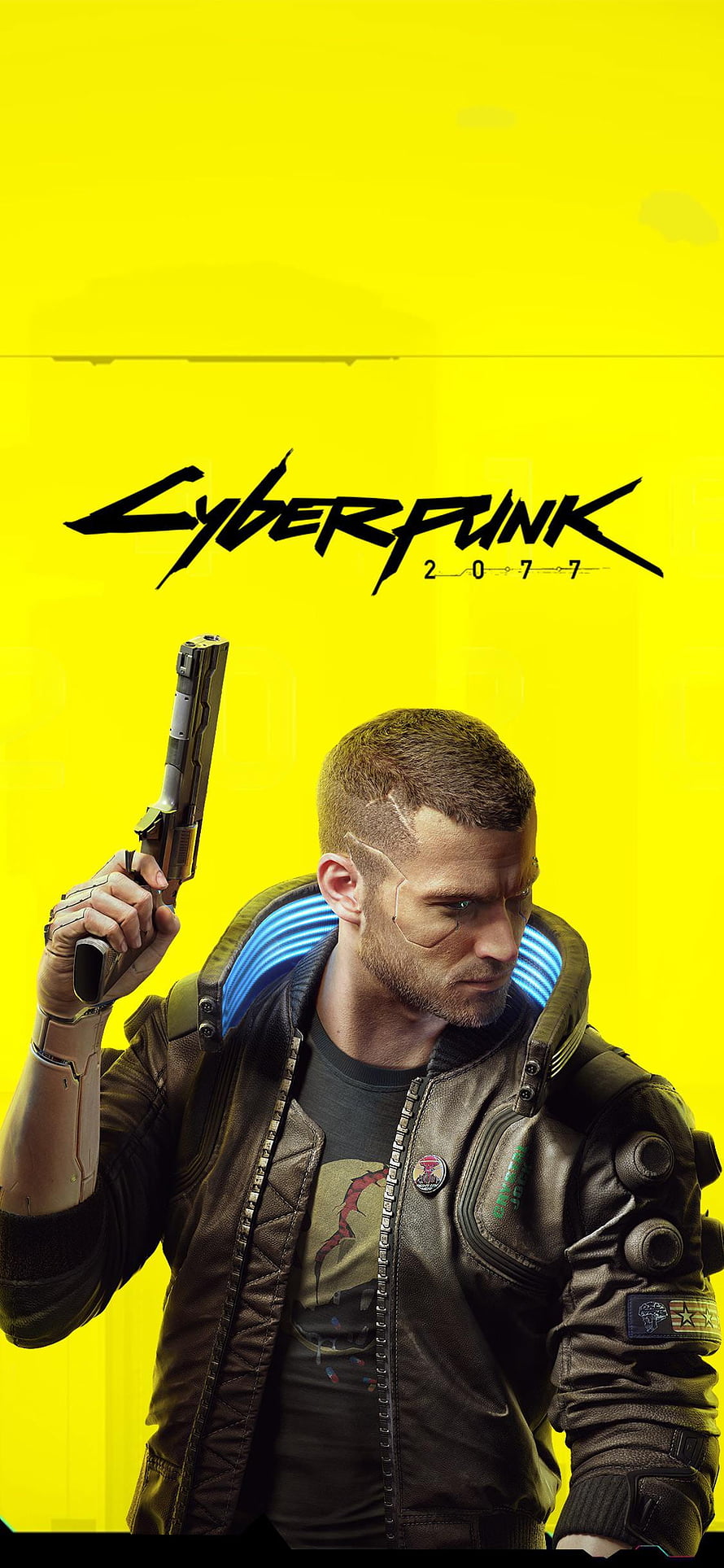 Cyberpunk 2077 V Vacker Character Portrait with Pistol on Yellow Background HD phone wallpaper