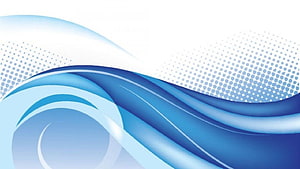 Sleek Blue and White Abstract Wave Design with Halftone Dot Pattern HD wallpaper