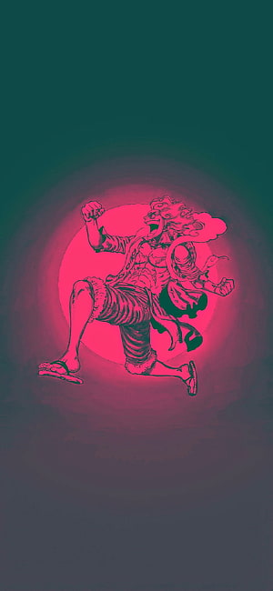 Monkey D. Luffy Gear Five Infobox Artwork in Neon Pink and Teal HD phone wallpaper