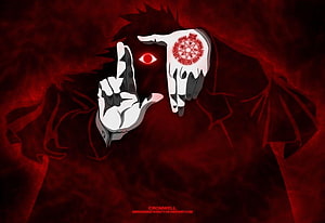 Hellsing Ultimate Alucard Crimson Eye and Hand Seal Dark Anime Artwork HD wallpaper