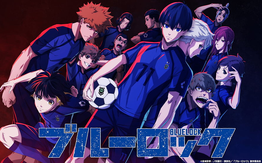 Blue Lock Anime Soccer Team Group Portrait with Ball and Blue Uniforms HD wallpaper