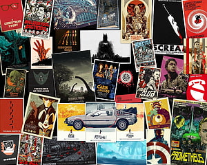 Retro Movie Poster Collage Featuring Iconic 80s and 90s Film Artwork HD wallpaper