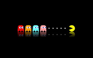 Pac-Man and Ghosts Minimalist Retro Arcade Wallpaper, Retro Games, Minimalist Gaming PC HD wallpaper