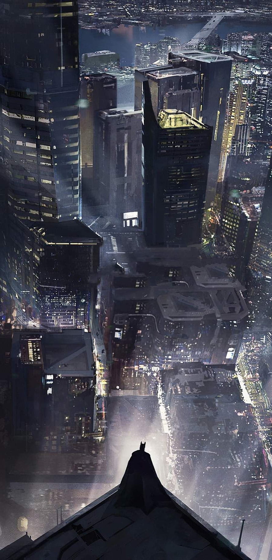 Batman Arkham City Gotham Skyline Night View Concept Art HD phone wallpaper