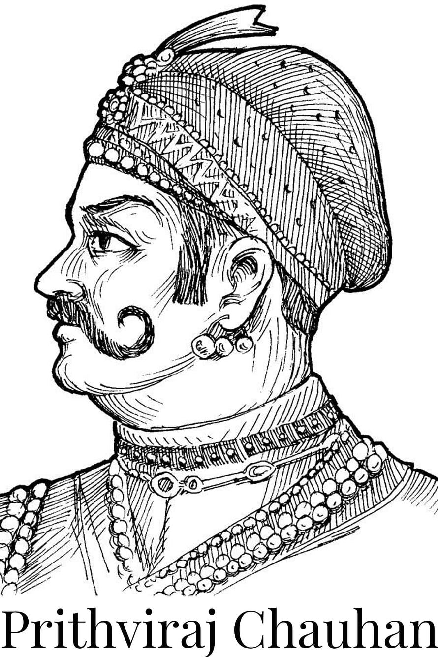 Prithviraj Chauhan Historical Portrait Illustration in Traditional Rajput Attire HD phone wallpaper