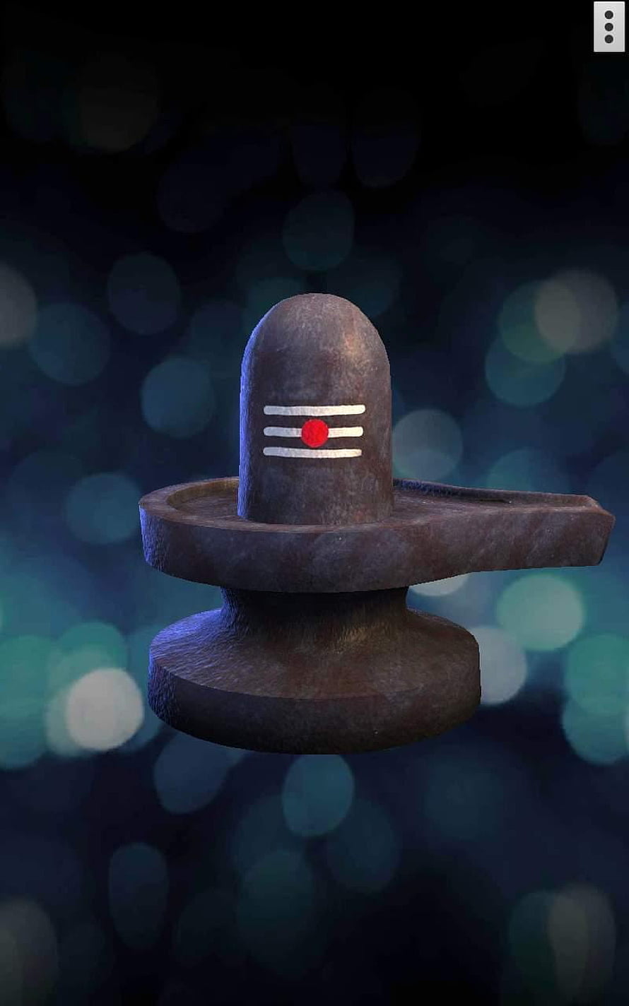 3D Rendered Shiv Lingam with Trishul Symbol on Dark Bokeh Background HD phone wallpaper