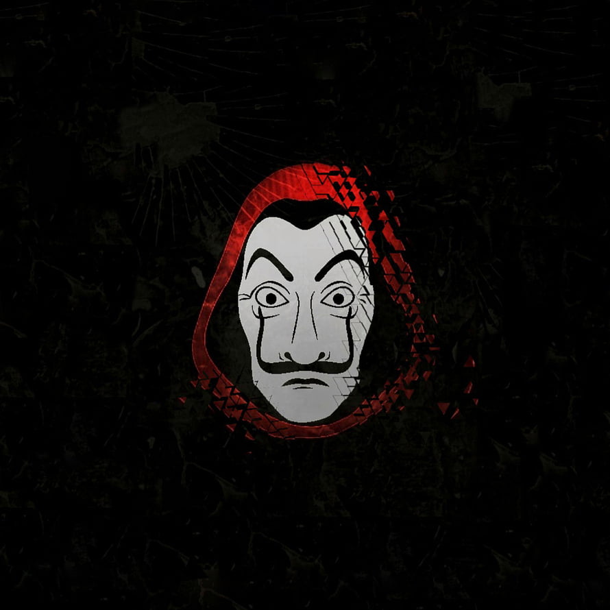 Money Heist Guy Fawkes Mask with Red Glitch Effect on Dark Grunge Background HD phone wallpaper