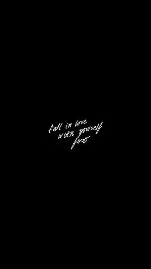Minimalist Black Background with White Cursive Self-Love Quote HD phone wallpaper