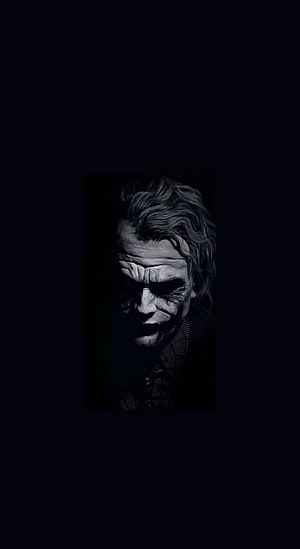 Dark Monochrome Digital Portrait of the Joker Character in a Gritty Cinematic Style HD phone wallpaper