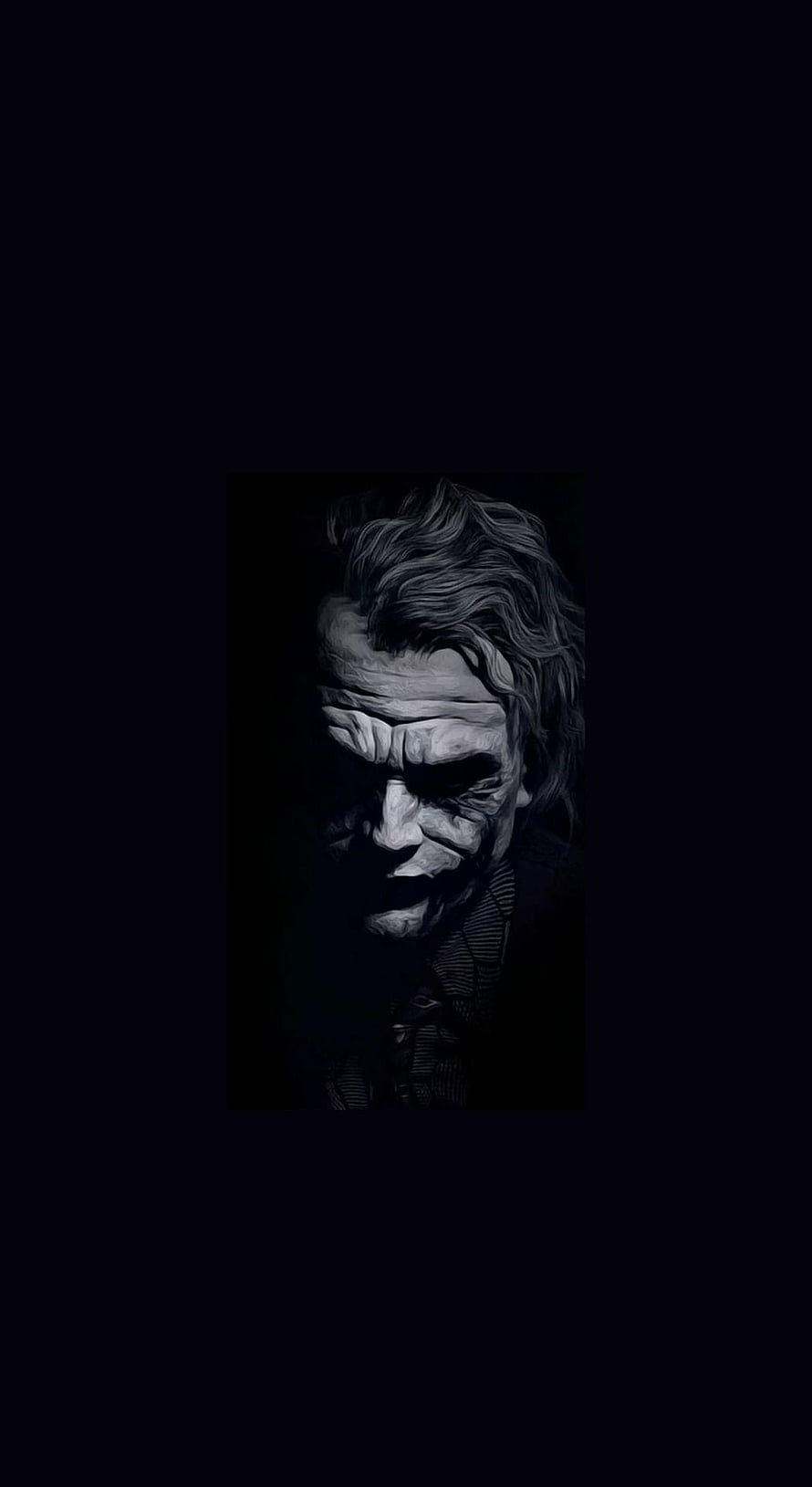 Dark Monochrome Digital Portrait of the Joker Character in a Gritty Cinematic Style HD phone wallpaper