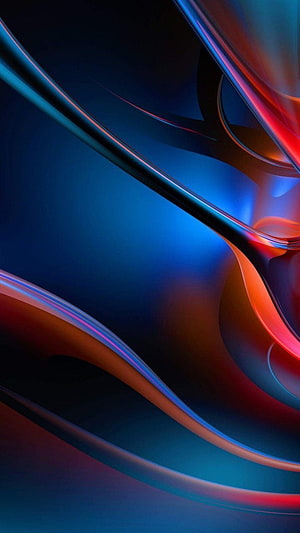 Sleek 3D Abstract Waves in Neon Blue and Red on a Dark Background HD phone wallpaper