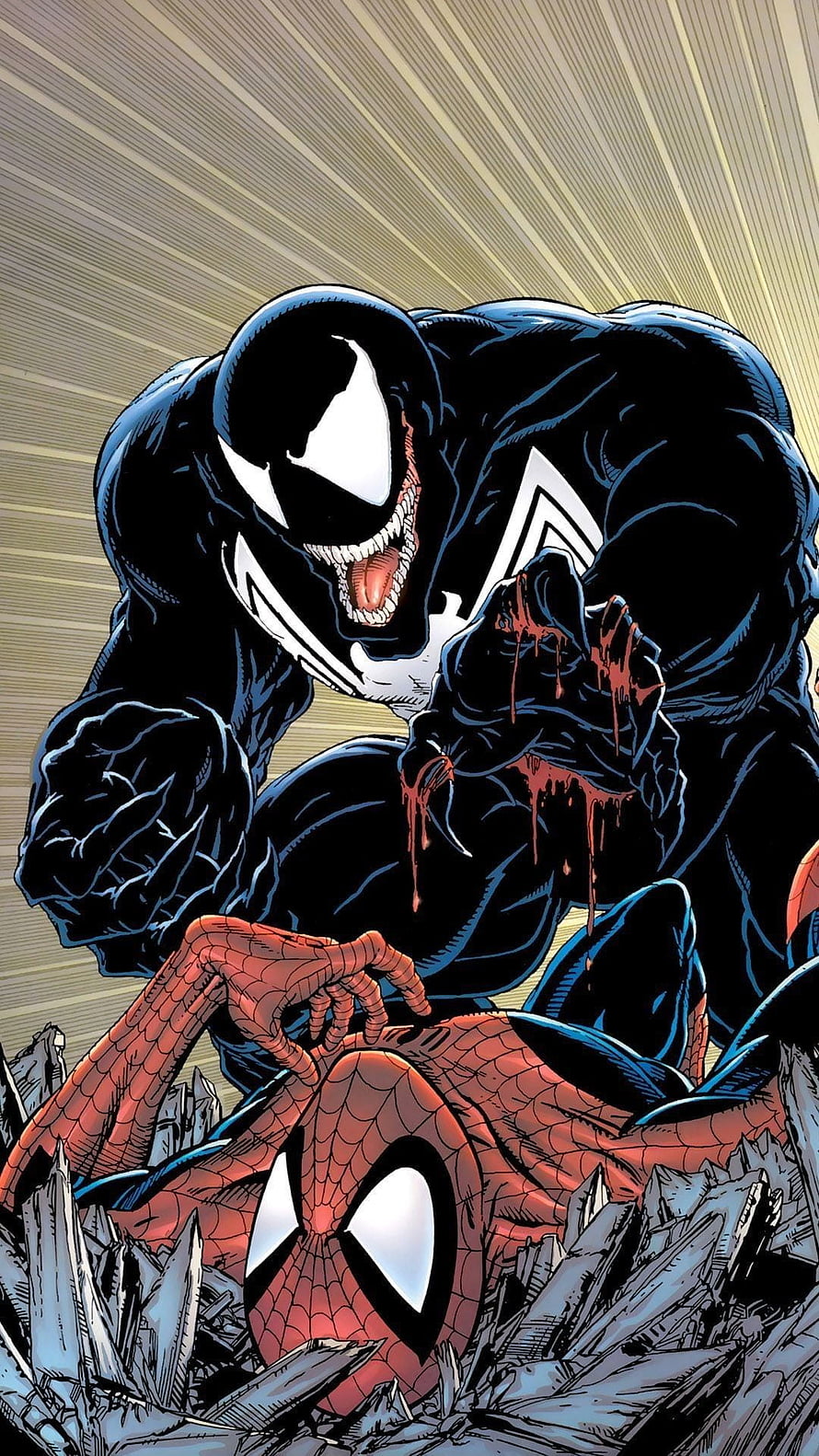Venom and Spider-Man Comic Book Artwork HD phone wallpaper