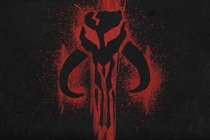 Star Wars Mandalorian Mythosaur Symbol Red and Black Grunge Design HD wallpaper