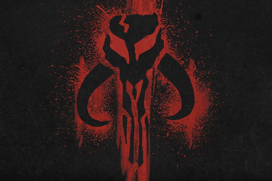 Star Wars Mandalorian Mythosaur Symbol Red and Black Grunge Design HD wallpaper