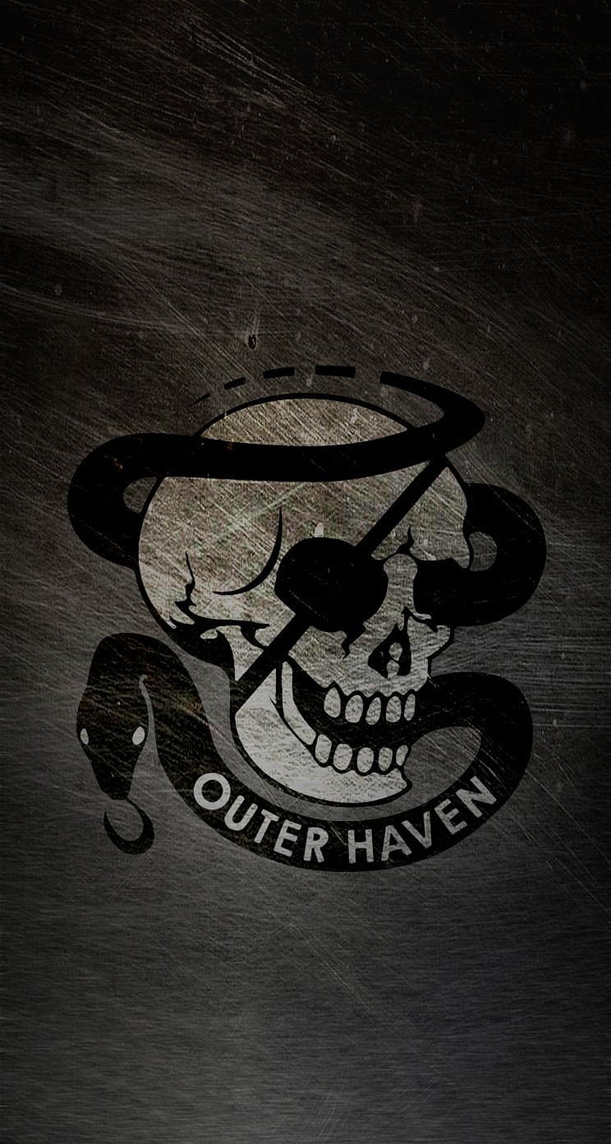 Outer Haven Skull and Snake Emblem on Dark Textured Background HD phone wallpaper