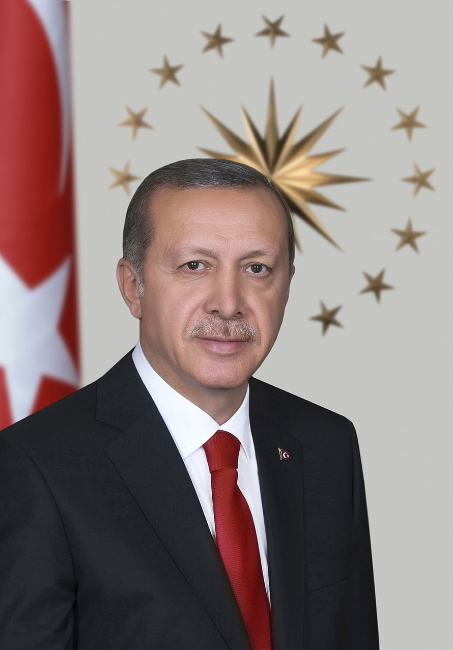 Recep Tayyip Erdoğan Official Portrait in Front of Turkish Presidential Emblem HD phone wallpaper