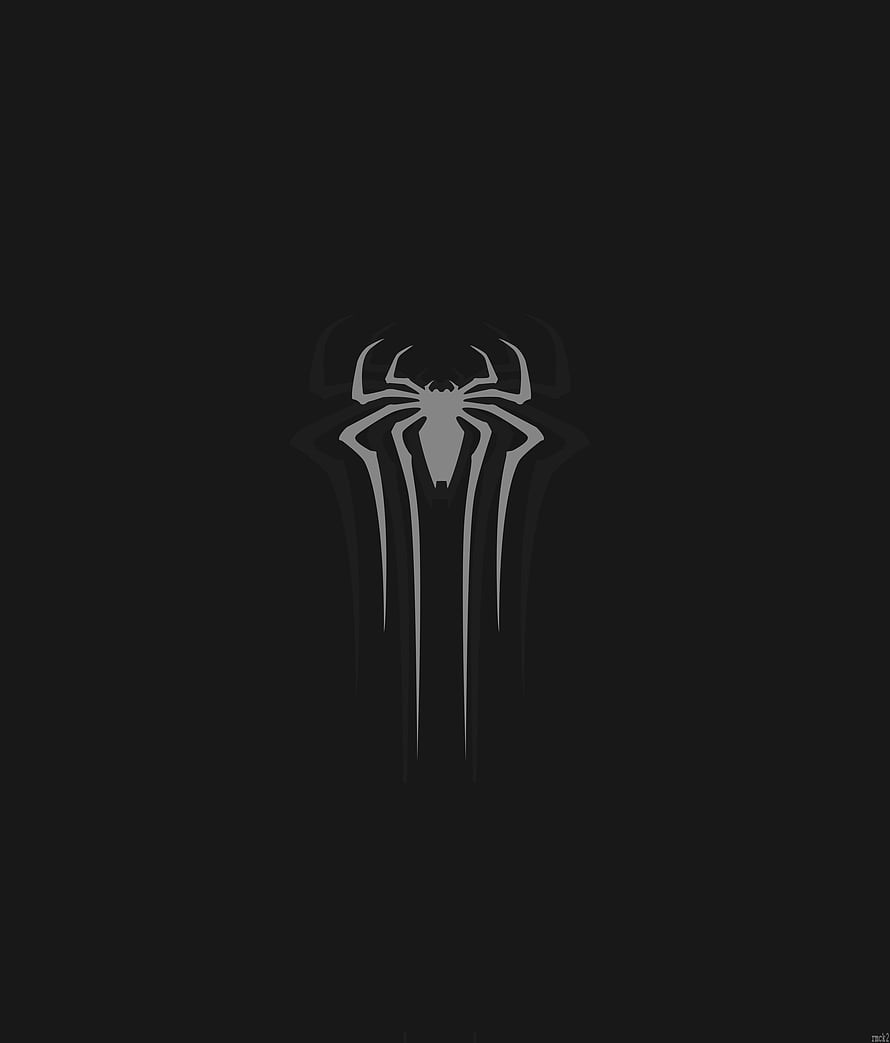 Minimalist Spider-Man Spider Logo on Dark Background, Logo, gray, spider-man, minimal, dark HD phone wallpaper